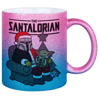Star Wars Santalorian, Κούπα Χρυσή/Μπλε Glitter, κεραμική, 330ml