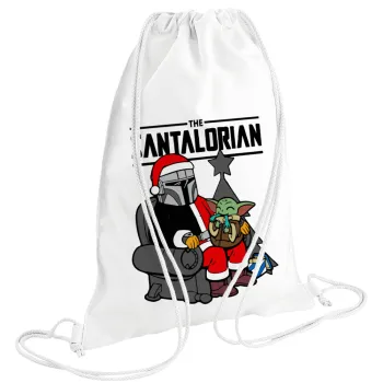 Star Wars Santalorian, Τσάντα πλάτης πουγκί GYMBAG λευκή (28x40cm)