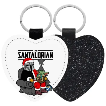 Star Wars Santalorian, Μπρελόκ PU δερμάτινο glitter καρδιά ΜΑΥΡΟ