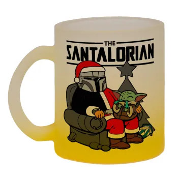 Star Wars Santalorian, Κούπα γυάλινη δίχρωμη με βάση το κίτρινο ματ, 330ml