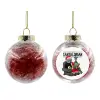 Στολίδι Χριστουγεννιάτικη μπάλα δένδρου διάφανη με κόκκινο γέμισμα 8cm