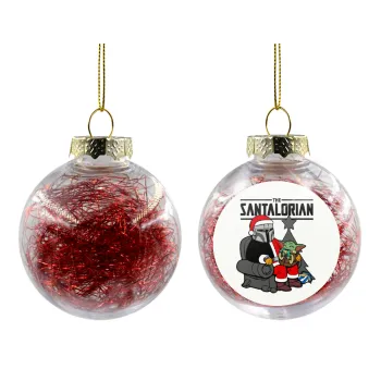 Star Wars Santalorian, Στολίδι Χριστουγεννιάτικη μπάλα δένδρου διάφανη με κόκκινο γέμισμα 8cm