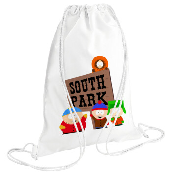 South Park, Τσάντα πλάτης πουγκί GYMBAG λευκή (28x40cm)