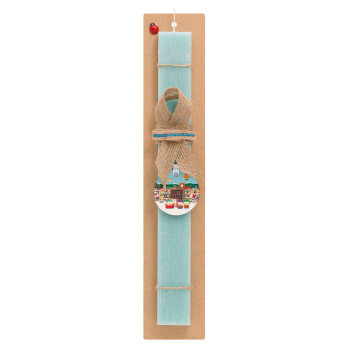 South Park, Easter Set, wooden keychain & aromatic flat Easter candle (30cm) (TURQUOISE)