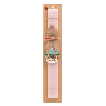 South Park, Easter Set, wooden keychain & scented flat Easter candle (30cm) (PINK)