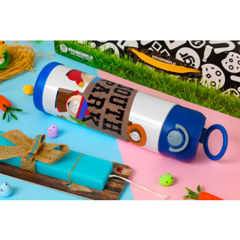 South Park, Easter candle, Childrens hot water bottle, stainless steel, with safety straw, BLUE (500ml)