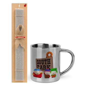 South Park, Easter Set, metallic thermal cup (300ml) & Easter aromatic flat candle (30cm) (GRAY)