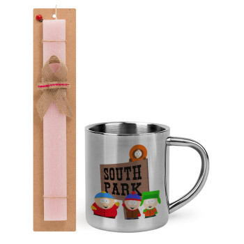 South Park, Easter Set, metallic thermal cup (300ml) & aromatic flat Easter candle (30cm) (PINK)