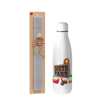 South Park, Easter Set, metallic stainless thermos bottle (500ml) & scented flat Easter candle (30cm) (GRAY)