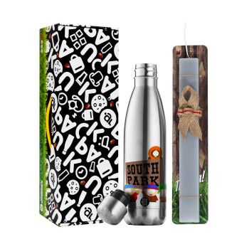 South Park, Easter Set, metallic stainless thermos flask (500ml) & scented flat Easter candle (30cm) (GRAY)
