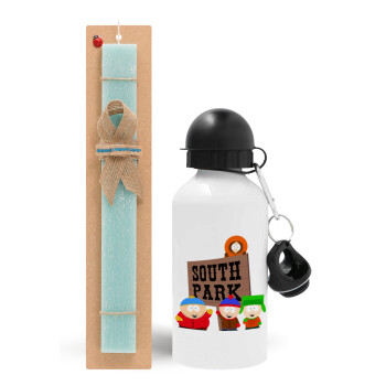 South Park, Easter Set, metallic aluminum water bottle (500ml) & scented flat candle (30cm) (TURQUOISE)