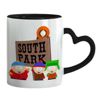 South Park, Κούπα καρδιά χερούλι μαύρη, κεραμική, 330ml
