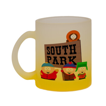 South Park, Κούπα γυάλινη δίχρωμη με βάση το κίτρινο ματ, 330ml