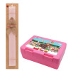Easter Set, children's snack container PINK & scented flat Easter candle (30cm) (PINK)