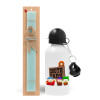 Easter Set, metallic aluminum water bottle (500ml) & scented flat candle (30cm) (TURQUOISE)