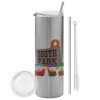 Tumbler stainless steel Silver 600ml, with metal straw & cleaning brush