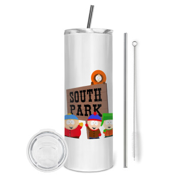South Park, Eco friendly ποτήρι θερμό (tumbler) από ανοξείδωτο ατσάλι 600ml, με μεταλλικό καλαμάκι & βούρτσα καθαρισμού