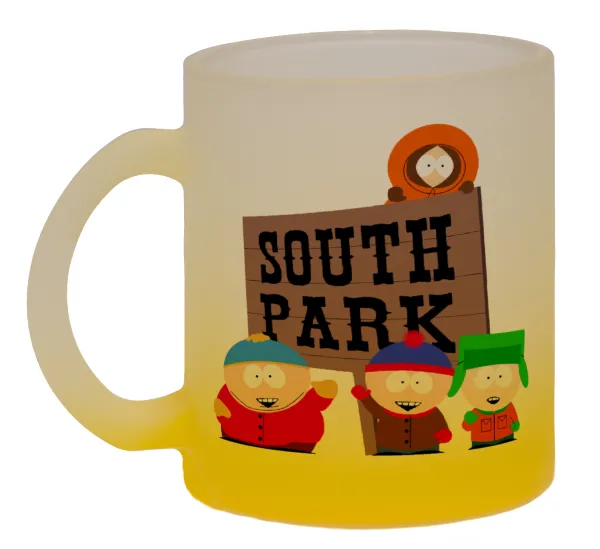 South Park — Κούπα γυάλινη δίχρωμη με βάση το κίτρινο ματ, 330ml