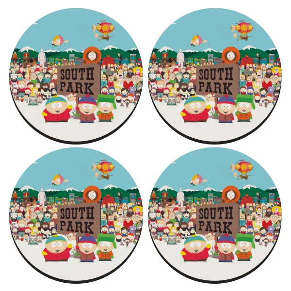 South Park — ΣΕΤ 4 Σουβέρ ξύλινα στρογγυλά (9cm)
