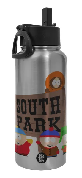 South Park — Μεταλλικό παγούρι θερμός Silver με καλαμάκι και χερούλι (Stainless steel), διπλού τοιχώματος, 950ml