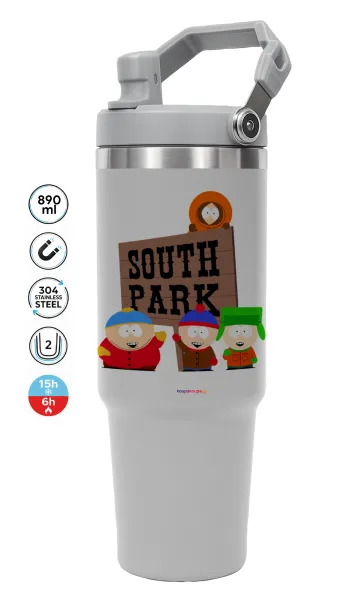 South Park — ΓΚΡΙ Travel Tumbler Θερμός με χερούλι και καλαμάκι 890ml