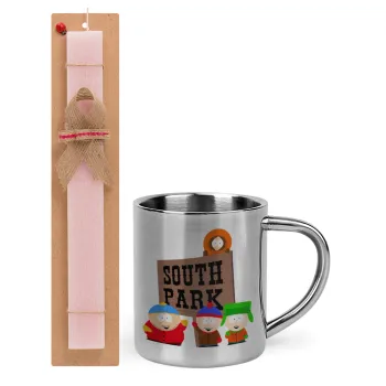 South Park, Easter Set, metallic thermal cup (300ml) & aromatic flat Easter candle (30cm) (PINK)