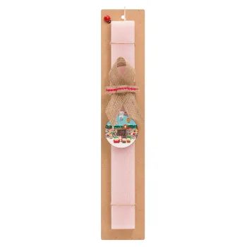 South Park, Easter Set, wooden keychain & scented flat Easter candle (30cm) (PINK)