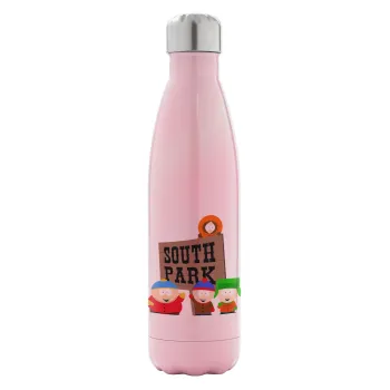 South Park, Μεταλλικό παγούρι θερμός Ροζ Ιριδίζον (Stainless steel), διπλού τοιχώματος, 500ml