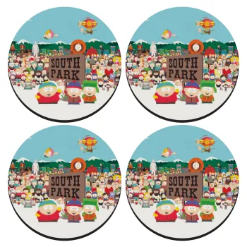South Park, SET of 4 round wooden coasters (9cm)
