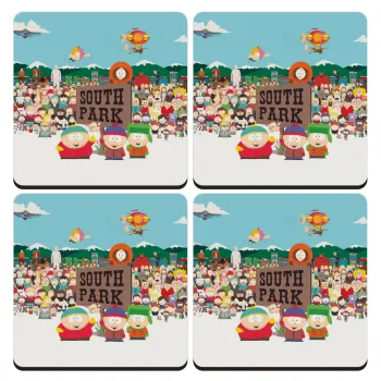 South Park, ΣΕΤ 4 Σουβέρ ξύλινα τετράγωνα (9cm)