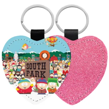 South Park, Μπρελόκ PU δερμάτινο glitter καρδιά ΡΟΖ