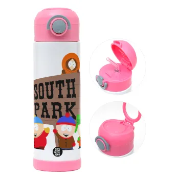 South Park, Παιδικό παγούρι θερμό, ανοξείδωτο, με καλαμάκι ασφαλείας, ΡΟΖ (500ml)