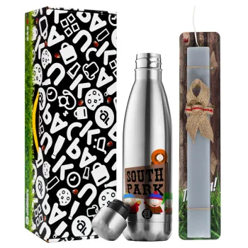 South Park, Easter Set, metallic stainless thermos flask (500ml) & scented flat Easter candle (30cm) (GRAY)