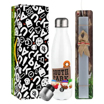 South Park, Easter candle, metallic white thermos bottle (500ml) & aromatic flat candle (30cm) (GRAY)