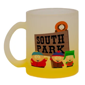 South Park, Κούπα γυάλινη δίχρωμη με βάση το κίτρινο ματ, 330ml