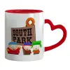 Mug heart red handle, ceramic, 330ml