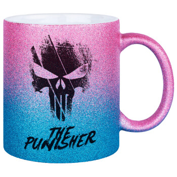 The punisher, Κούπα Χρυσή/Μπλε Glitter, κεραμική, 330ml