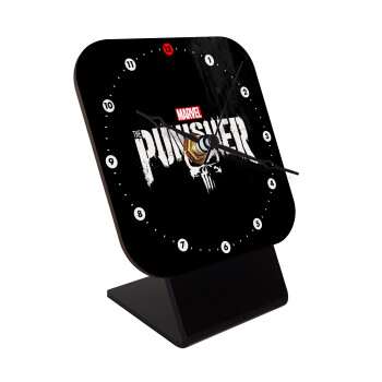 The punisher, Quartz Wooden table clock with hands (10cm)