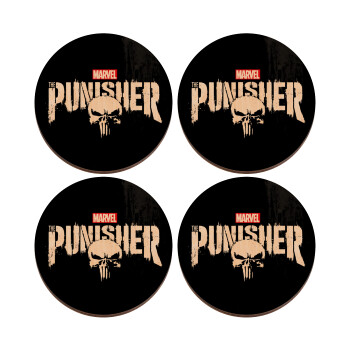 The punisher, ΣΕΤ x4 Σουβέρ ξύλινα στρογγυλά plywood (9cm)