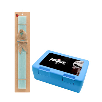 The punisher, Easter Set, children's snack container BLUE & Easter aromatic flat candle (30cm) (TURQUOISE)