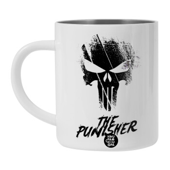 The punisher, Λευκή Ανοξείδωτη Μεταλλική Κούπα 450ml - Διπλού Τοιχώματος 