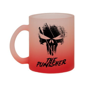 The punisher, Κούπα γυάλινη δίχρωμη με βάση το κόκκινο ματ, 330ml