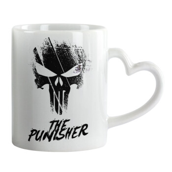The punisher, Mug heart handle, ceramic, 330ml