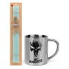 Easter Set, metallic thermal cup (300ml) & aromatic flat Easter candle (30cm) (TURQUOISE)