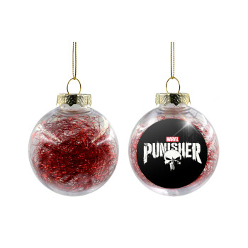 The punisher, Χριστουγεννιάτικη μπάλα δένδρου διάφανη με κόκκινο γέμισμα 8cm