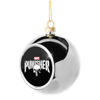 The punisher, Silver 8cm Christmas tree ball ornament