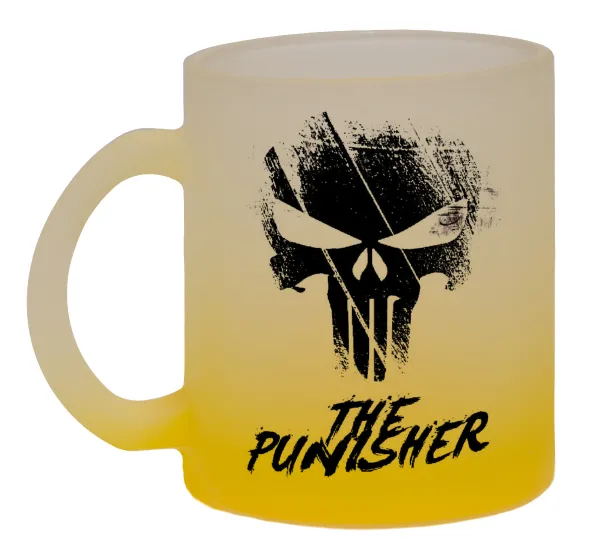 The punisher — Κούπα γυάλινη δίχρωμη με βάση το κίτρινο ματ, 330ml