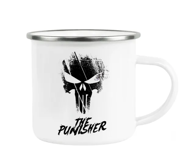 The punisher — Metallic enamel cup white 360ml