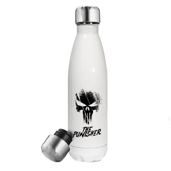The punisher — Μεταλλικό παγούρι θερμός Λευκό (Stainless steel), διπλού τοιχώματος, 500ml
