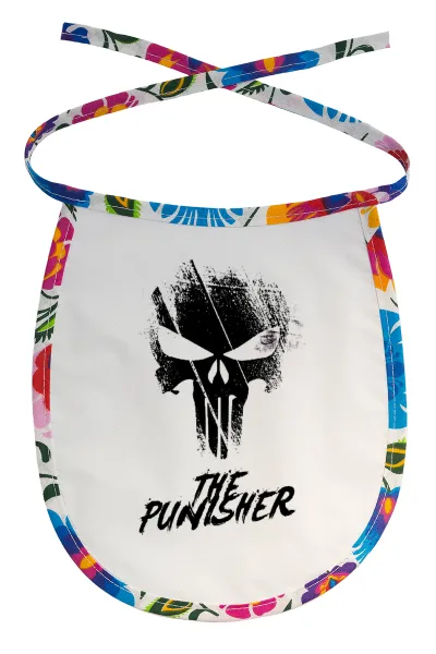 The punisher — Stain-resistant baby bib with tie, multicoloured